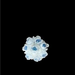 Vintage White and Blue Floral Bouquet Brooch by Hong Kong